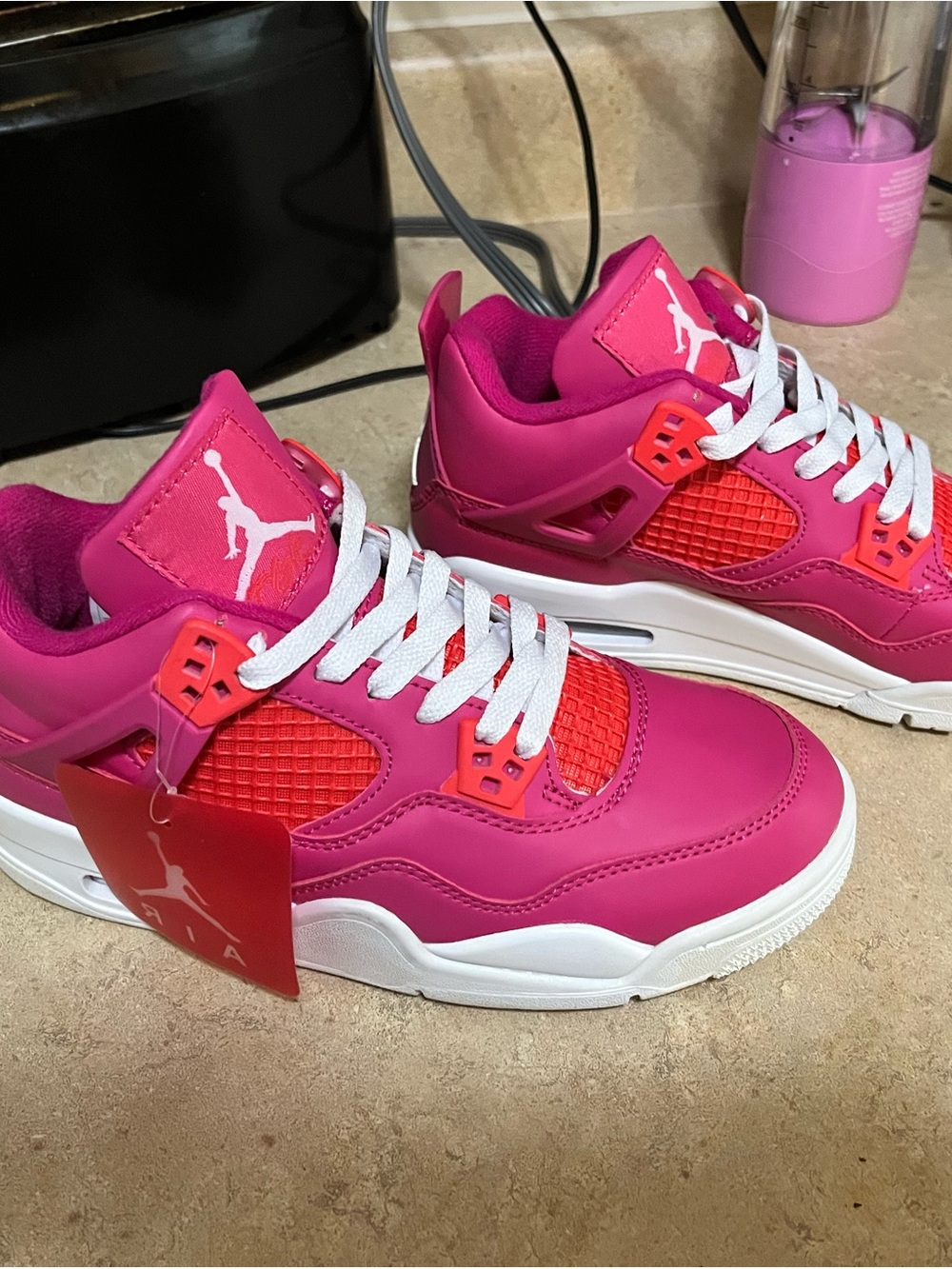 Retro 4 Jordan Pink & Red Sneakers - Picture 3 of 3